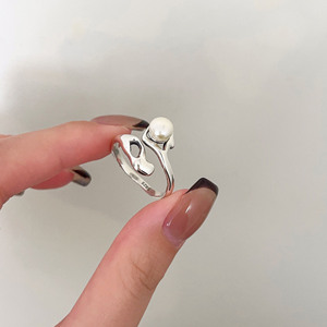 Sterling Silver S925 Pearl <b>Ring</b> Open Design Claw Setting Unisex Everyday Wear - Product Image 1