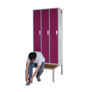 Hữu ích ba khoang kim loại almirah thiết kế thép Locker phòng 3 cửa tủ khóa với băng ghế dự bị - Product Image 3