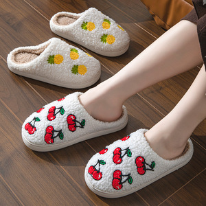 Winter Selling Plush Warm Ladies <b>Slippers</b> Indoor Cartoon Ladies <b>Slippers</b> Green Flat Embroidered Designer <b>Slippers</b> for Women - Product Image 1