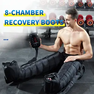 Masseur de jambes de thérapie de compression de bottes de récupération de sport portable à 8 chambres avec batterie rechargeable pour athlètes