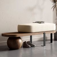 Banc Moderne en Bois de Mouton pour Chaussures à l'Entrée, Tabouret Créatif pour Salon, Meuble Ottoman en Bois