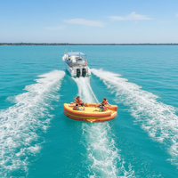 Bateau Disco Gonflable Remorquable pour Sports Nautiques, Canapé Flottant et Tube Remorquable Rotatif pour le Plaisir et les Loisirs