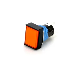 Botão de energia de plástico com travamento momentâneo com indicador de LED, botão liga/desliga de 16 mm