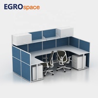 Paravent de séparation de bureau EGROspace Project Cases, cloison en bois, poste de travail en forme de L pour 2 personnes, bureau modulaire, cubicle
