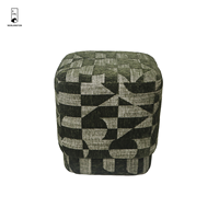 Pouf carré en tissu jacquard chenille abstrait, tabouret cube moderne pour salon, repose-pieds décoratif, banc décoratif – Vente en gros