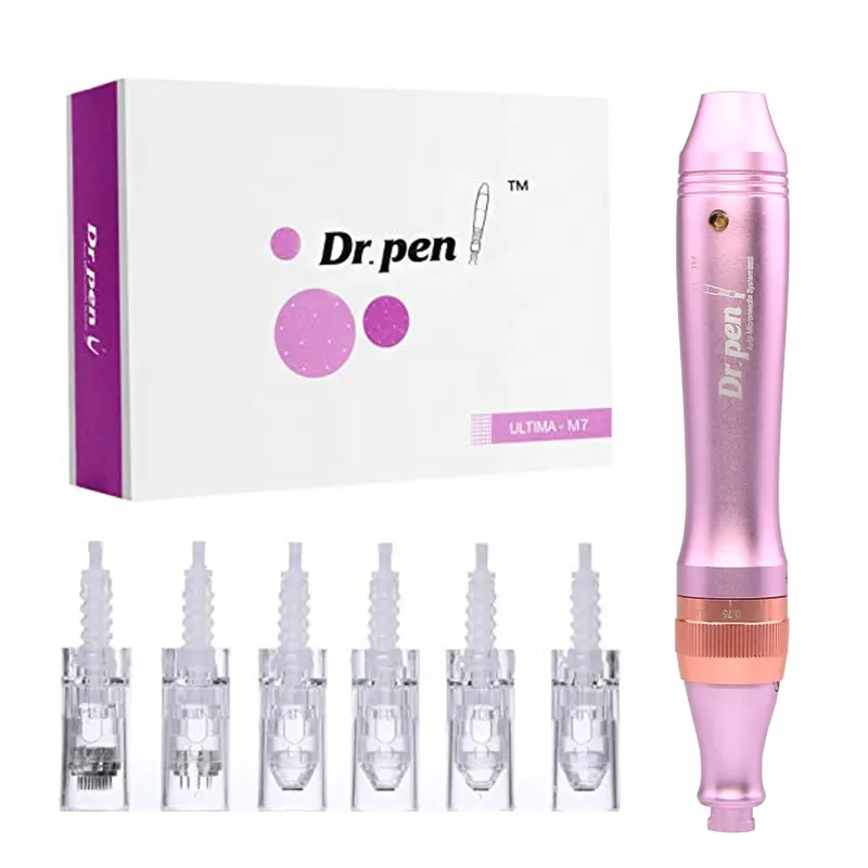 Caneta profissional de microagulhamento, caneta Dr. M7-w elétrica de ouro rosa, ferramentas para cuidados com a pele, dispositivo sem fio para beleza facial