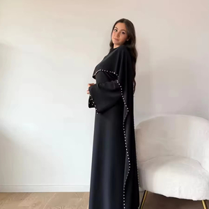 Robes de soirée de luxe islamiques de Dubaï pour le Ramadan, élégantes, à manches cape, pour femmes musulmanes, Abaya droite, vente en gros - Product Image 4