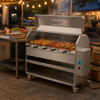 Barbecue à charbon de bois extérieur en acier inoxydable pour porc et agneau