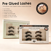 Оптовые накладные ресницы Private Label: Изогнутые, без ленты, предварительно склеенные, пушистые, 100% ручная работа, водостойкие, для Великобритании и Франции, оптом