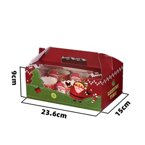 Bán Buôn Hot Bán Bao Bì Lưới 1 Miếng Giấy Cupcake Bánh Muffin Xử Lý Bao Bì Hộp Container Với Cửa Sổ Cho Giáng Sinh