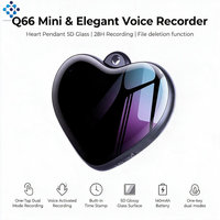 Enregistreur vocal numérique en forme de cœur Q66, 28 heures d'enregistrement, Type-C, activation vocale à un bouton, WAV, en alliage de zinc et verre, un clic