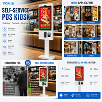 Kiosque de point de vente en libre-service pour restaurant, écran tactile HD 21,5 pouces, lecteur NFC, scanner de code QR, impression automatique de reçus, aluminium, multi-usages
