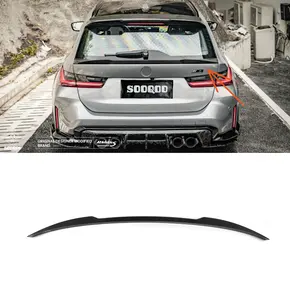 แห้งคาร์บอนไฟเบอร์SQสไตล์สปอยเลอร์สําหรับBMW M3 G81 Touring 2020 + M3 G81 คาร์บอนไฟเบอร์สปอยเลอร์ด้านหลัง