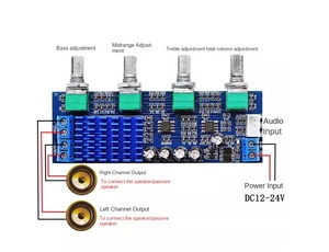 לוח מגבר שמע עשה זאת בעצמך 2*80W מודול כוונון בס/אמצע/טרבל בעל עוצמה גבוהה DC12-24V - Product Image 6