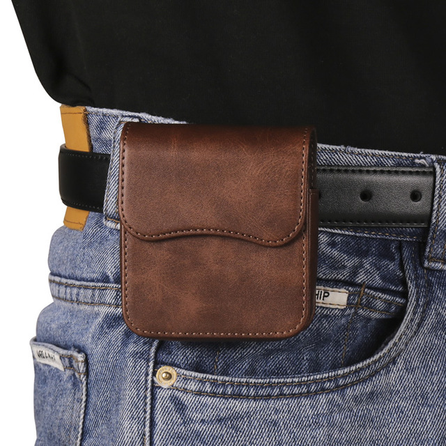 Phone Case for Samsung Galaxy Z Flip 3 4 5 6 Folding Screen Phone Crazy Horse Pattern PU Leather Waist Bag Pouch for Motorola