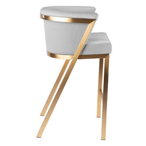 Tabouret de bar moderne en velours italien avec structure en acier inoxydable doré, <span class=keywords><strong>pivotant</strong></span> et réglable, haut de gamme, pour îlot de cuisine et usage commercial - Product Image 3