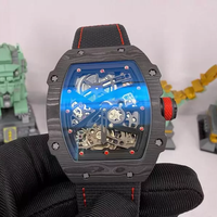 Nouvelle édition couleur 2026, style RM 67-02, montre sport squelette extra-plat 7,8 mm à remontage automatique en fibre de carbone, bracelet en nylon
