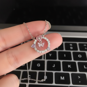 Tending moda in acciaio inox argento collane a strati con cuore chiave iniziale prodotto all'ingrosso caldo - Product Image 1