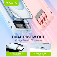 BAVIN Batterie Externe Fine PC1072S Excellente 10000mAh Recharge Rapide pour Téléphones Petite Power Bank