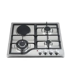 Quemador de gas de cocina y Cocina eléctrica, 4 quemadores, placa caliente y gas en una encimera