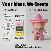 [Hanya Pakaian] Set Pakaian Boneka Tiga Potong Katun Tahan Lama Dapat Dicuci, Mainan Mini Plushie Kartun DIY untuk Penggunaan Jangka Panjang