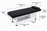 Table de massage professionnelle de luxe avec 2 tiroirs, table de soin réglable pour salon de beauté, spa, tatouage, capacité robuste de 660 lb