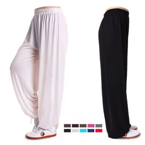 Free Shipping Wholesale Ice silk Yoga Pants Tai Chi Wushu Kungfu Pants Unisex Fitness Dance Running Pants