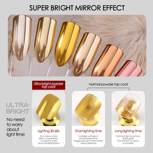 Poudre miroir, gel de <span class=keywords><strong>base</strong></span> chromé, vernis à ongles facile à utiliser, couche de finition transparente pour la poudre de pigment chromé, gel de vernis à ongles - Product Image 4