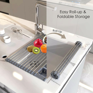 <span class=keywords><strong>Escurridor</strong></span> de Platos Enrollable y Expandible con Cestas de Almacenamiento, <span class=keywords><strong>Escurridor</strong></span> de Platos Plegable para Encima del Fregadero - Product Image 1