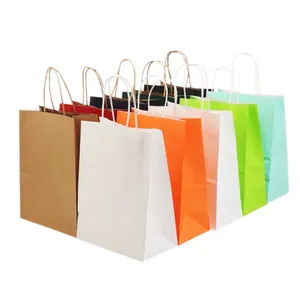 3D Customization Wholesale Recyclable Custom Printed Kraft Paper Shopping Bag With Twist Handle