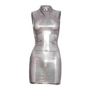 Robe de soirée sexy pour femmes Viviblook Q25DS454, robe moulante de couleur unie sans manches, robe mini transparente - Product Image 5