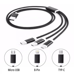 Cavo <span class=keywords><strong>USB</strong></span> 3-in-1 in-1 in Nylon per telefono tipo <span class=keywords><strong>C</strong></span> stampante Android ricarica multiuso <span class=keywords><strong>Kabel</strong></span> <span class=keywords><strong>USB</strong></span> 3-in-1 - Product Image 2