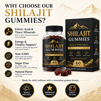 Gummies de Shilajit Haute Puissance 500mg Mélange Triple avec Acide Fulvique et Oligo-éléments 60 Comprimés Complément Alimentaire en Gummies ODM