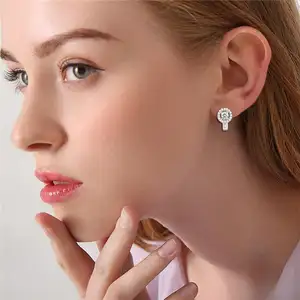 Minimalist Sexy Jewelry Women 925 Sterling Silver Zircon Pave Hoops Earrings