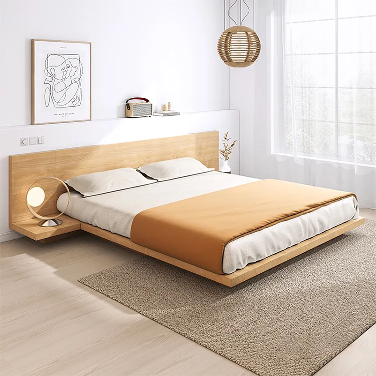 เตียงทาทามิดีไซน์ทันสมัย,เตียงทาทามิขนาดที่กำหนดเองกรอบเตียงญี่ปุ่นโครงเตียงต่ำลอยน้ำชุดเฟอร์นิเจอร์ห้องนอน