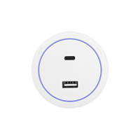 Prise de courant sur rail universelle européenne Touchmi Power Track avec entrée USB A + Type C, prises amovibles sur rail de courant