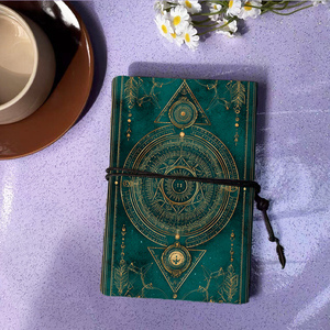 Cahier A6 Vintage fait à la main fermeture à cravate 160 pages papier amovible cadeau parfait pour les minutes de réunion d'équipe avec cercles Triang - Product Image 3