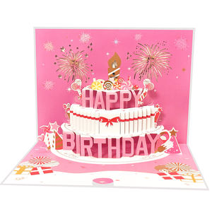 <span class=keywords><strong>Carte</strong></span> <span class=keywords><strong>de</strong></span> vœux d'anniversaire musicale en papier 3D rose fantaisie avec musique et lumière - Product Image 5