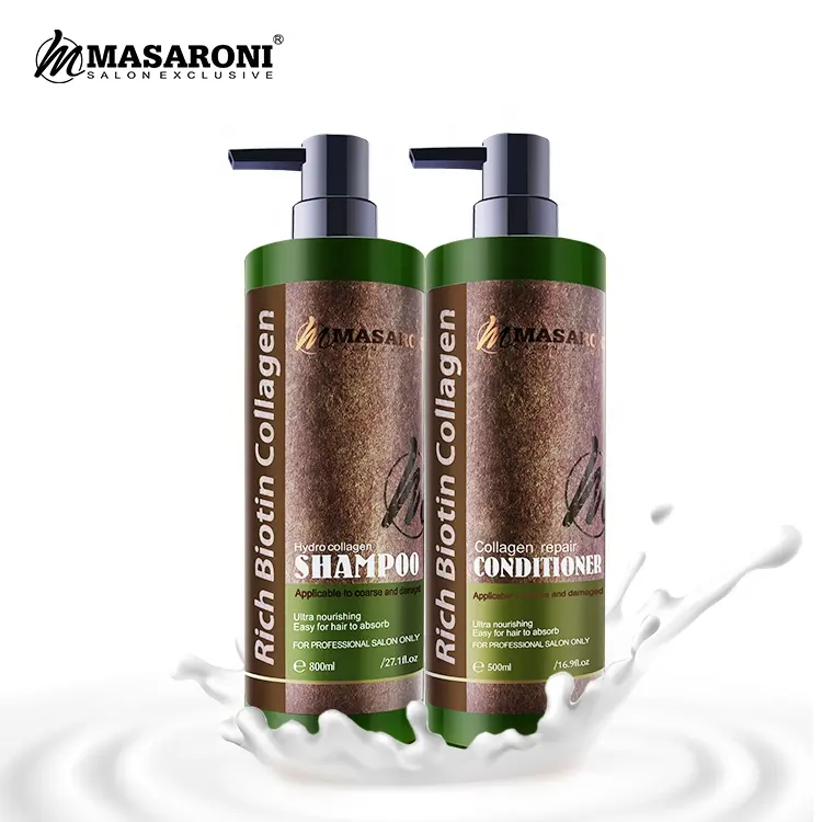 Private label biotina colágeno colágeno shampoo tratamento de cabelo cuidado do cabelo definir alisamento suave 500ml