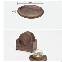 Ensemble de sous-verres ronds en bois de style américain, couleur naturelle, pour thé et café, LEXDO