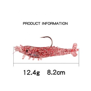 Señuelos de camarón suave, 82mm, 12g, OEM, cebo suave cubierto de plomo personalizado, peces de agua dulce - Product Image 3
