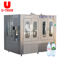 Ligne de machines de remplissage d'eau potable minérale pure en bouteille plastique pour animaux de compagnie à petite échelle, projet d'usine automatique 3 en 1