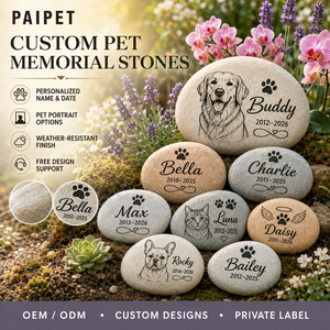 PAIPET <strong>Pet</strong> Memorial Stone, Custom Engraved River Rock Tombstone with Paw Print, <strong>Pet</strong> <strong>Remembrance</strong> <strong>Gift</strong> <strong>for</strong> Garden, Wholesale - Product Image 1