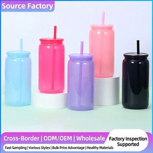 Single-Layer 16oz Mason Plastic Cup High Aesthetic Value Transparent Colorful Straw Water Cup <b>Sealed</b> Leakproof - Product Image 6