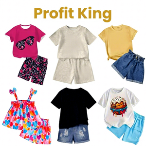 En stock : Ensemble d'été 2 pièces tendance pour bébé fille (0-12 mois) – T-shirt en coton à motif léopard et cœur et short – Déstockage - Product Image 1