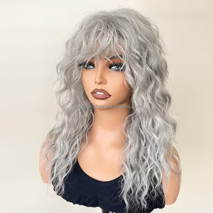 Nuova Collezione: Parrucche Sintetiche in Fibra Resistente alle Alte Temperature, Eleganti Parrucche Grigio-Bianche Voluminose con Onde Acquatiche, Parrucche Naturali Lunghe e Riccioline - Product Image 4
