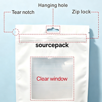 Pochette blanche personnalisée à fermeture éclair avec trou de suspension et fenêtre transparente, sac d'emballage en plastique refermable imprimé avec logo pour masque facial de sport