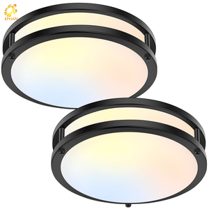 Plafonnier <span class=keywords><strong>LED</strong></span> ultra-plat ETL Energy Star à encastrer, noir, dimmable, double anneau, <span class=keywords><strong>plaque</strong></span> lumineuse <span class=keywords><strong>LED</strong></span> - Product Image 1