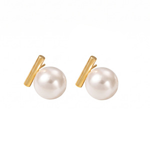 Boucles d'oreilles à clous en perles artificielles, design géométrique, couleur or, pour les fêtes, bijoux pour femmes - Product Image 5