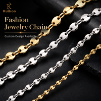 Collier chaîne maille marine unisexe en acier inoxydable doré Ruikoo, idéal pour les fêtes d'enfants, mariages, fiançailles, cadeau inspiré du grain de café